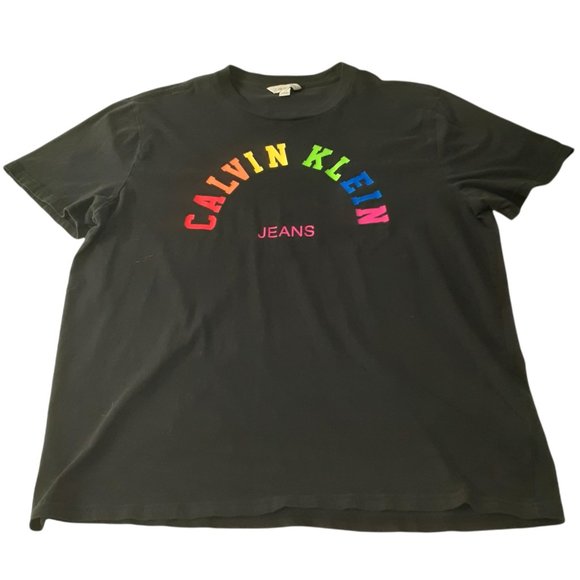 Calvin Klein Shirts Limited Ck Mens Cotton Rainbow Pride Calvin Klein Jeans Logo Tee Size Xl